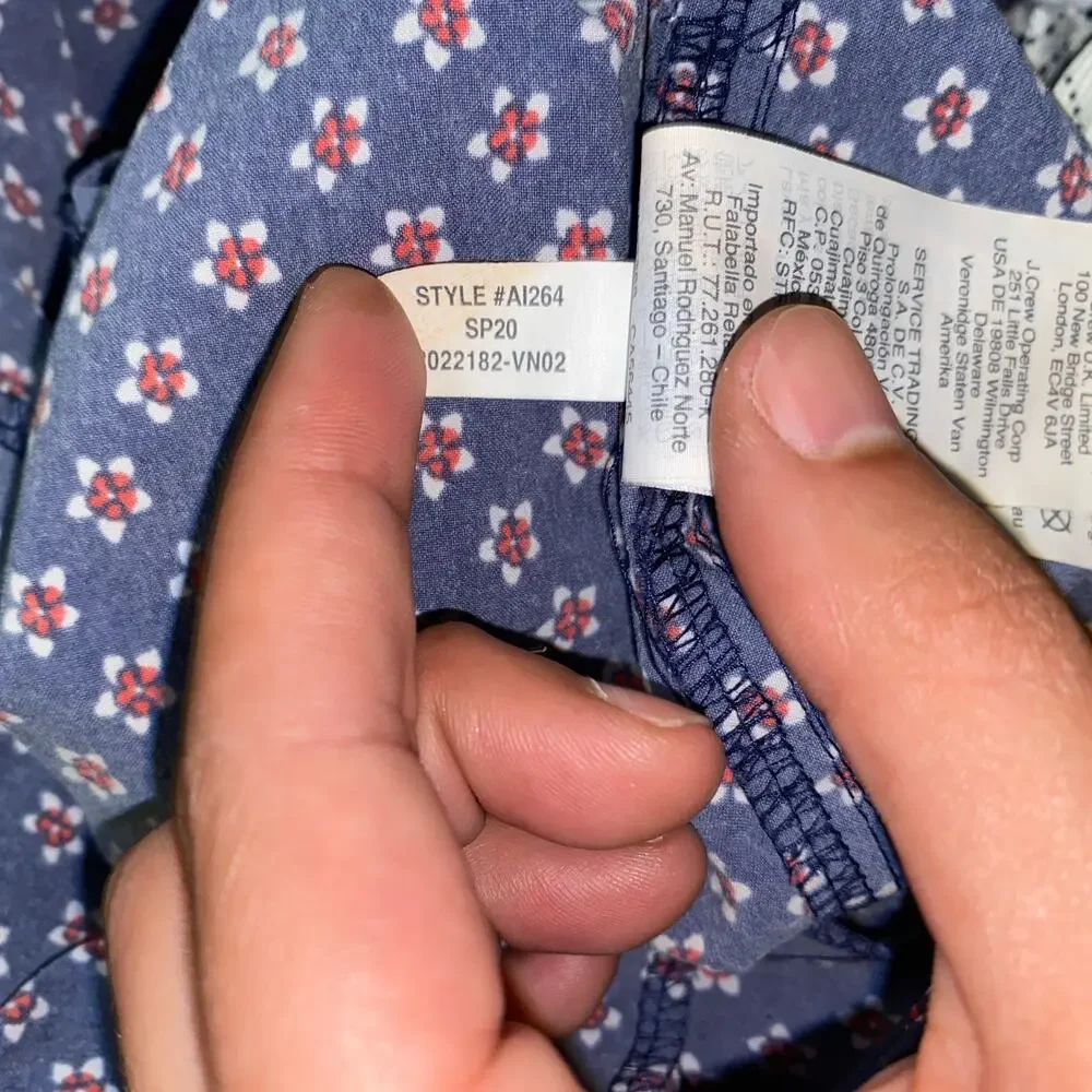 J. Crew Navy Blue Floral Flower 7